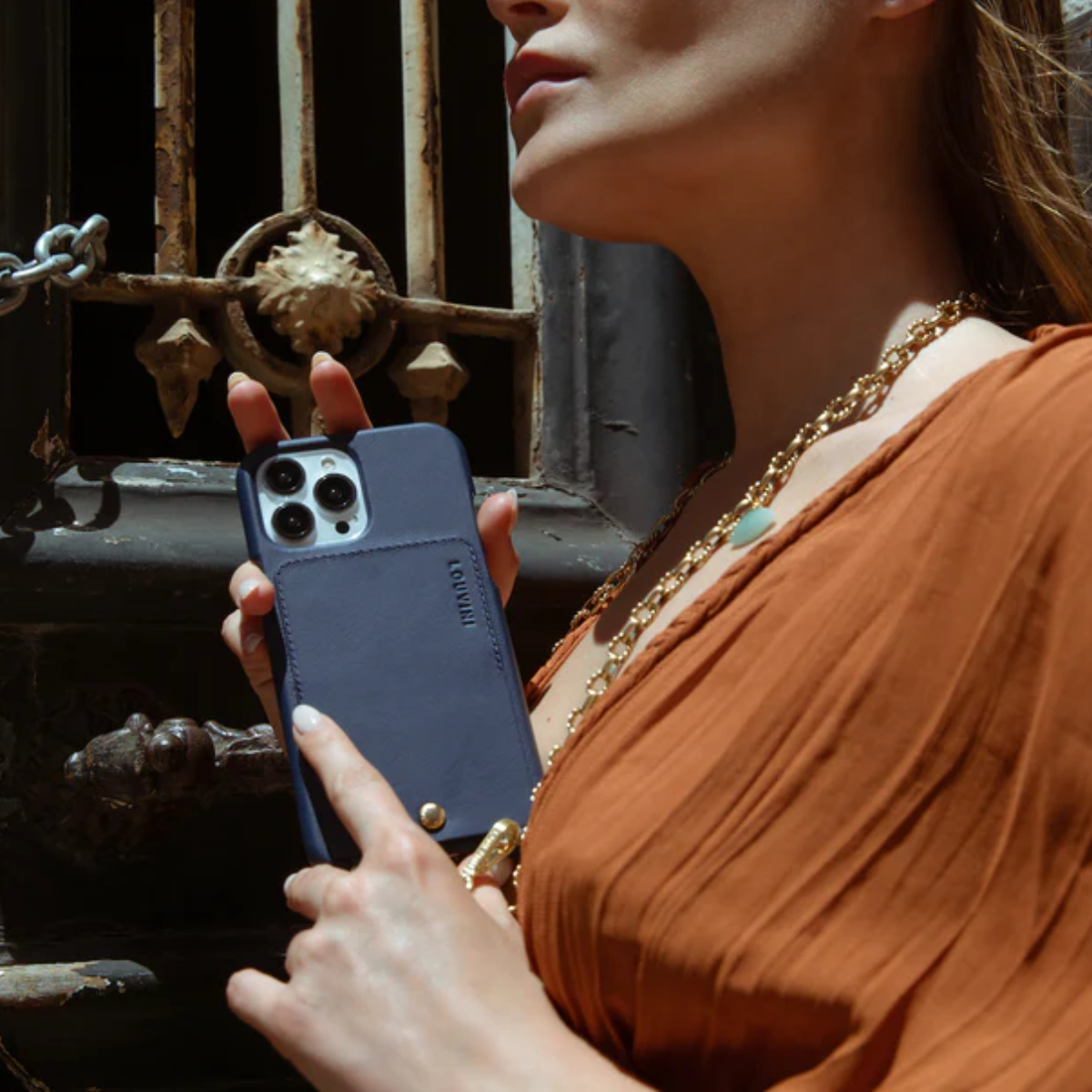 Louvini Lou Leather Navy Phone Case