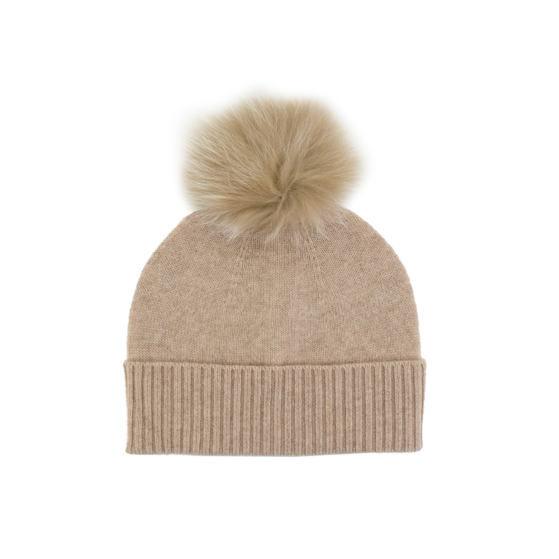 Knited hat with Fur PomPom