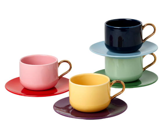 Kate Spade Make It Pop Set of 8 Cup & Saucers