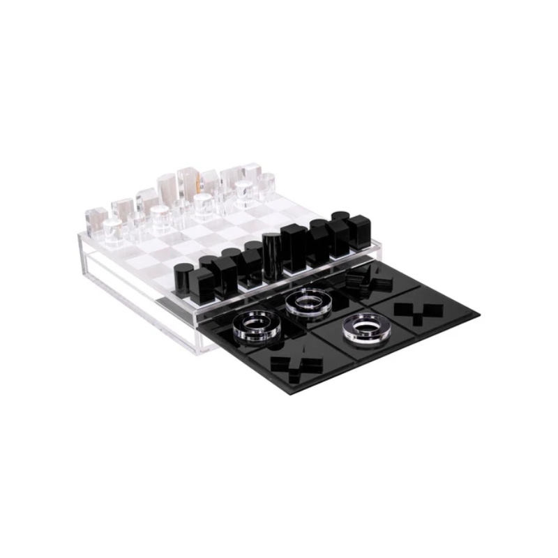 Acrylic Chess &amp; Tic Tac Toe Set
