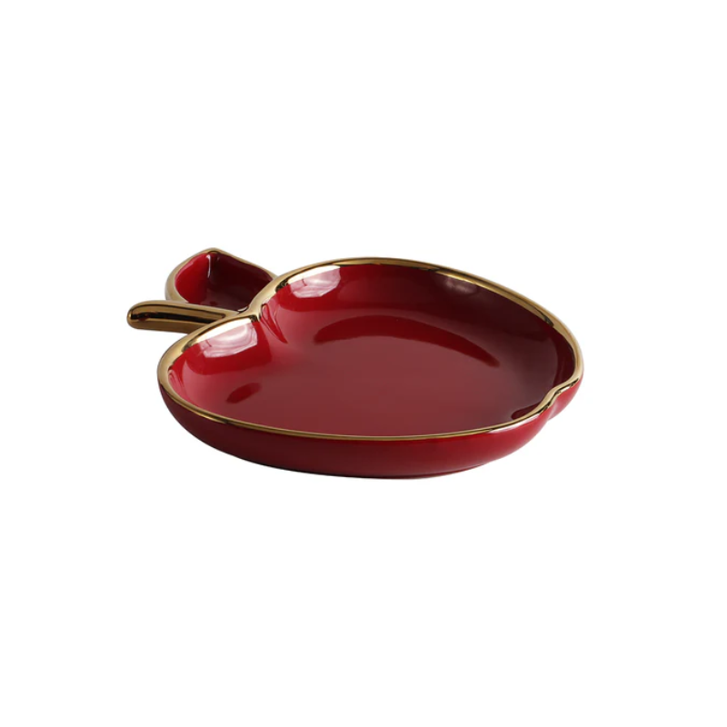 Red &amp; Gold Apple Honey Dish