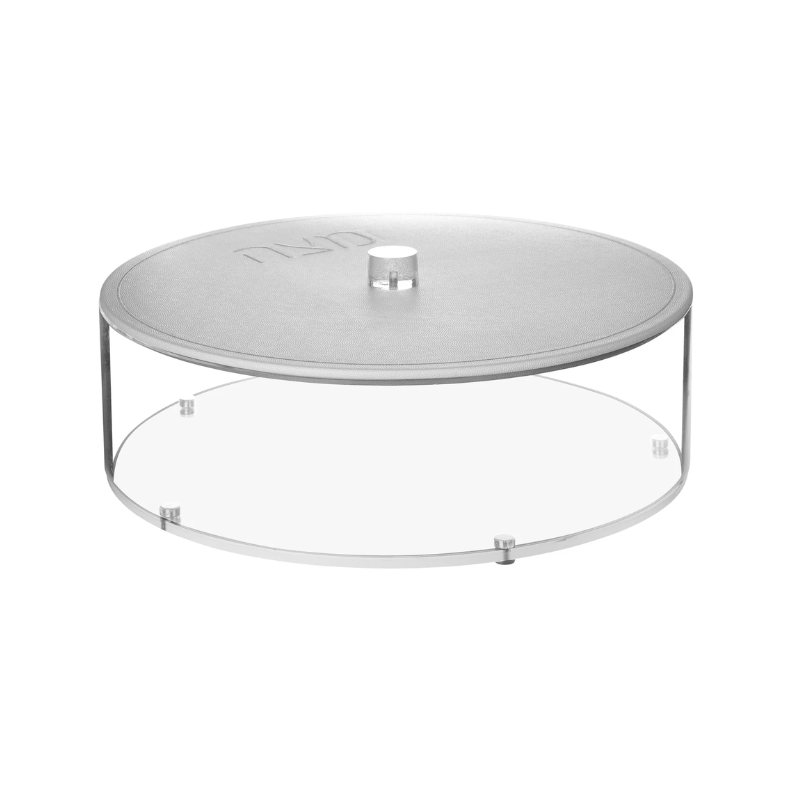 Silver Leather Matzah Box