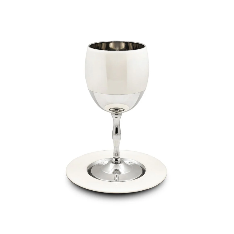 White Enamel Kiddush Cup