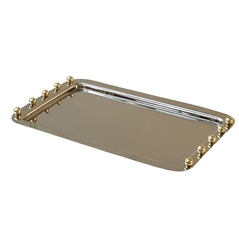 Gold Beads Stainless Tray