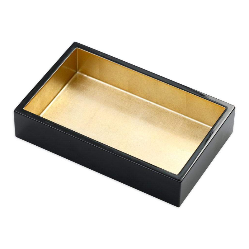 Black &amp; Gold Lacquer Guest Napkin Holder