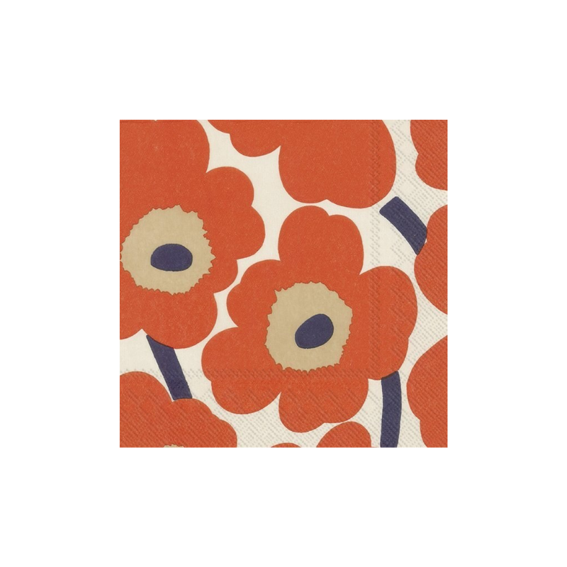 Marimekko Unikko Cream &amp; Red Napkins - Boutique Marie Dumas