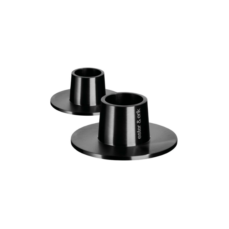 Set of 2 Ester &amp; Erick Black Taper Holder