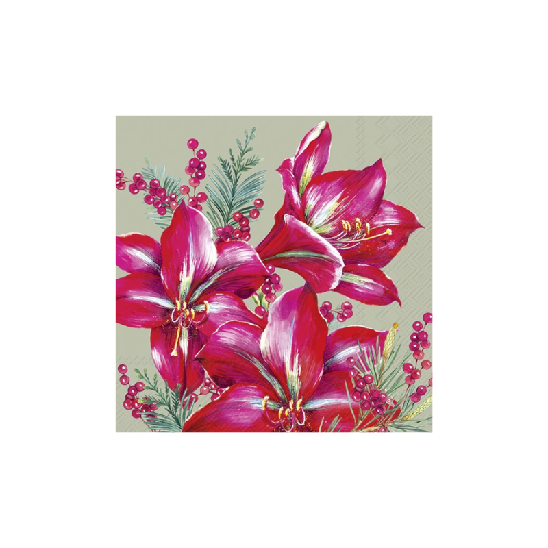 Amaryllis Sage Cocktail Napkins