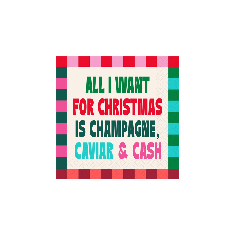 Champagne Caviar &amp; Cash Cocktail Napkins