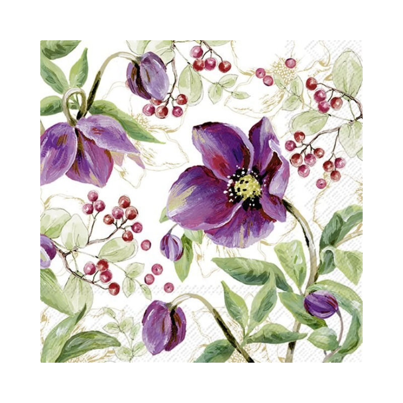 Serviettes de déjeuner Rose de Noël