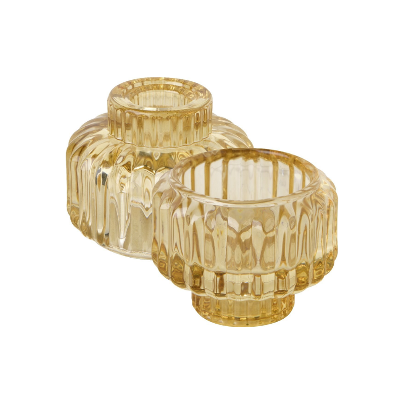 Small Amber Glass Candle Holder