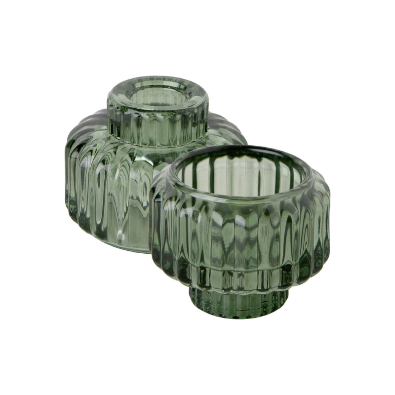 Small Green Glass Candle Holder