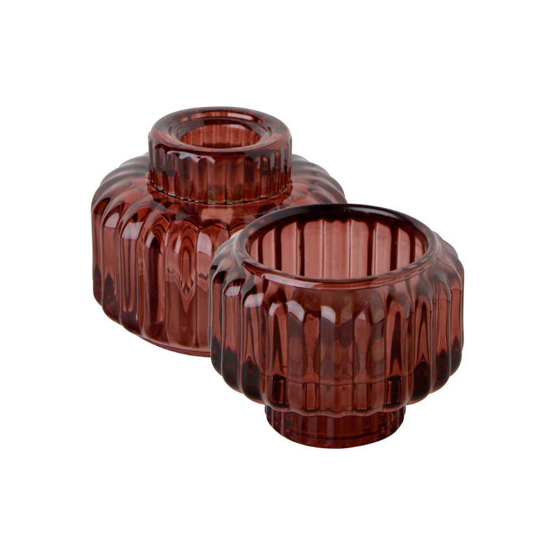 Small Red Glass Candle Holder