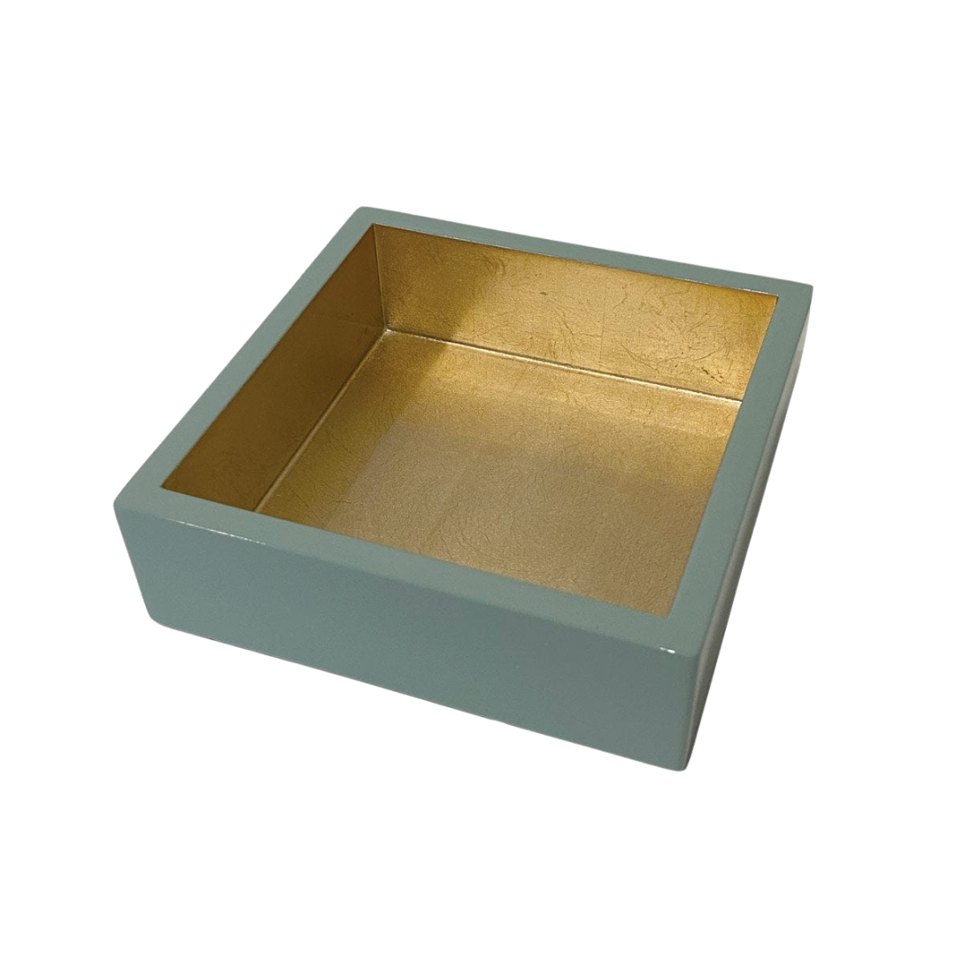 Celadon Gold Lacquer Cocktail Napkin Holder