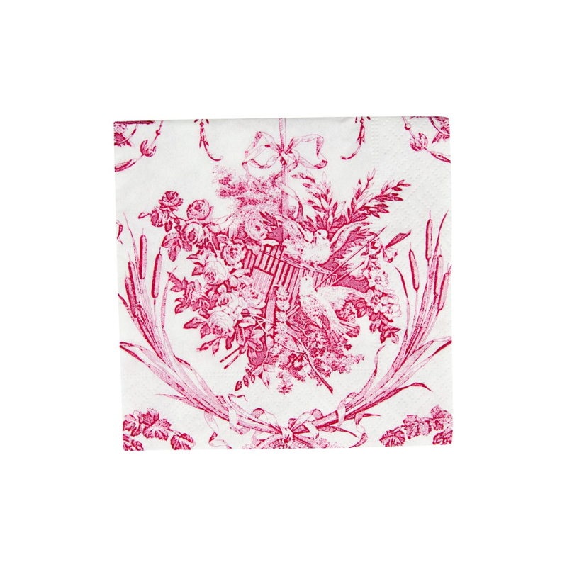Pink Romantic Toile Cocktail Napkins