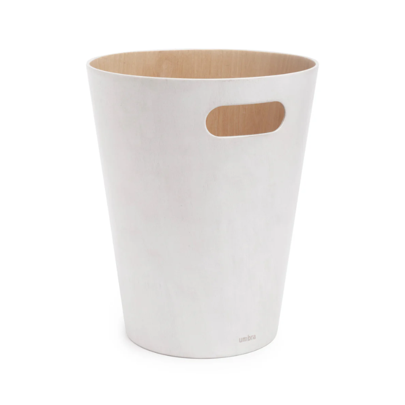White & Natural Wastebasket