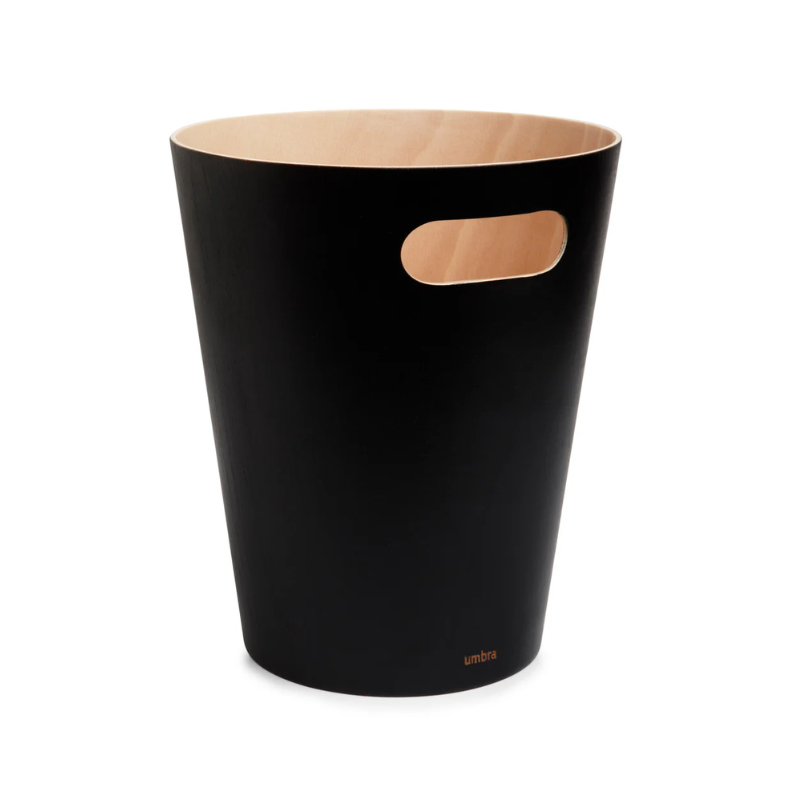 Black & Natural Wastebasket