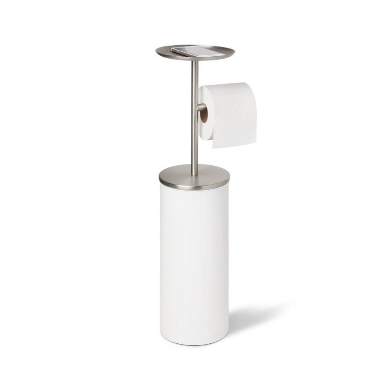 Silver & White Toilet Paper Holder Stand