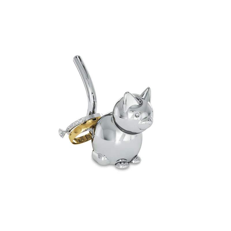 Chrome Cat Ring Holder