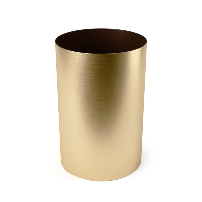 Matte Brass Metal Wastebasket
