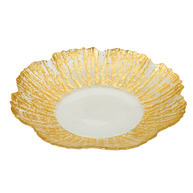 Large Gold Scalloped Flower Plate