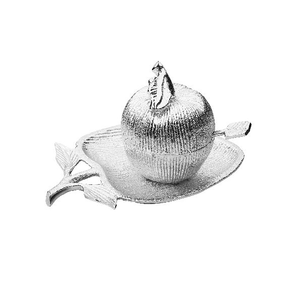 Silver Apple Honey Jar & Tray