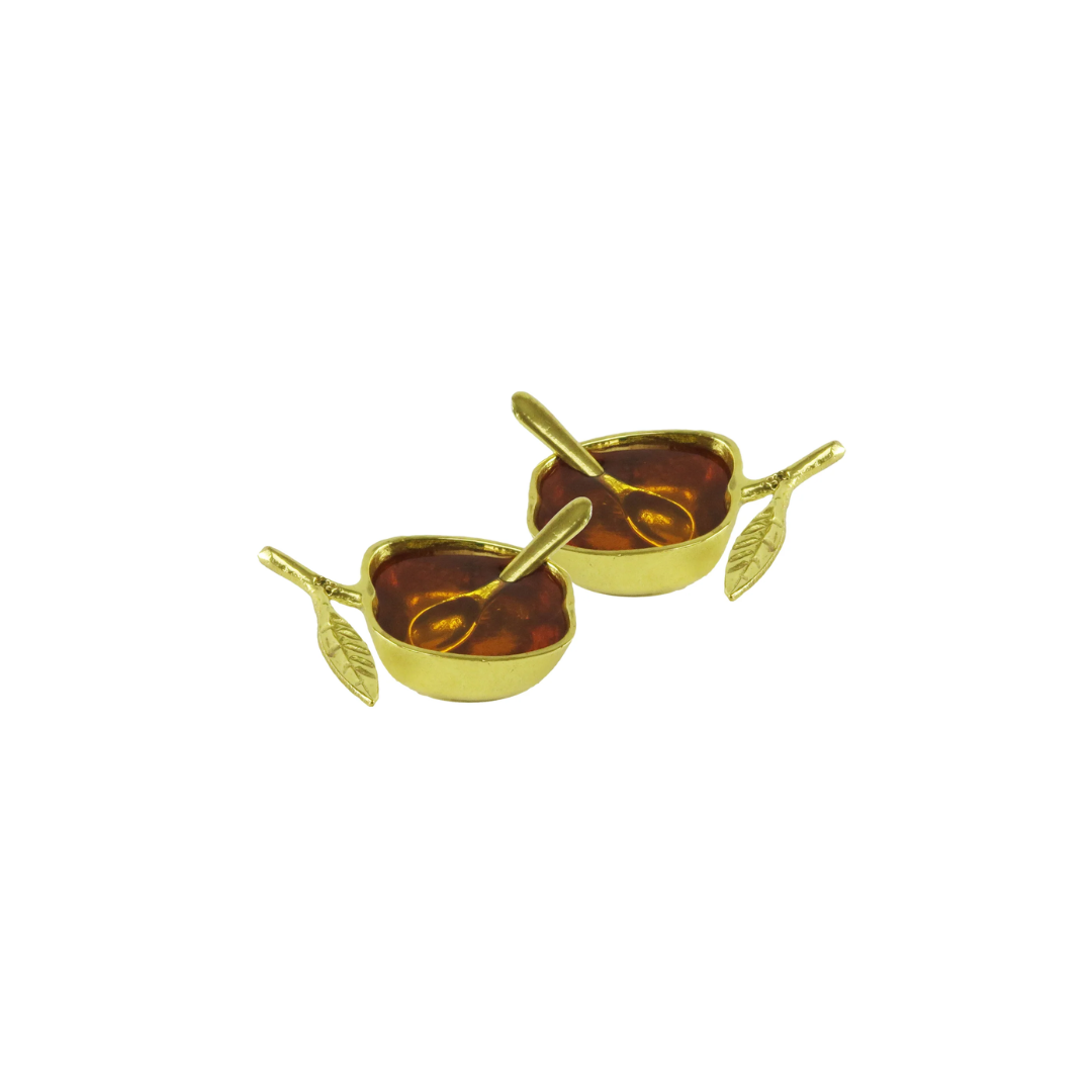 Set of 2 Small Gold Honey Dish