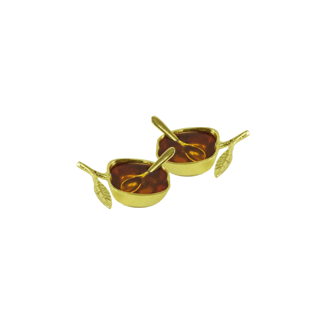 Small Gold Honey Dish Set of 2