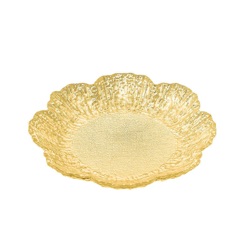 Small Gold Scalloped Flower Plates Set of 4