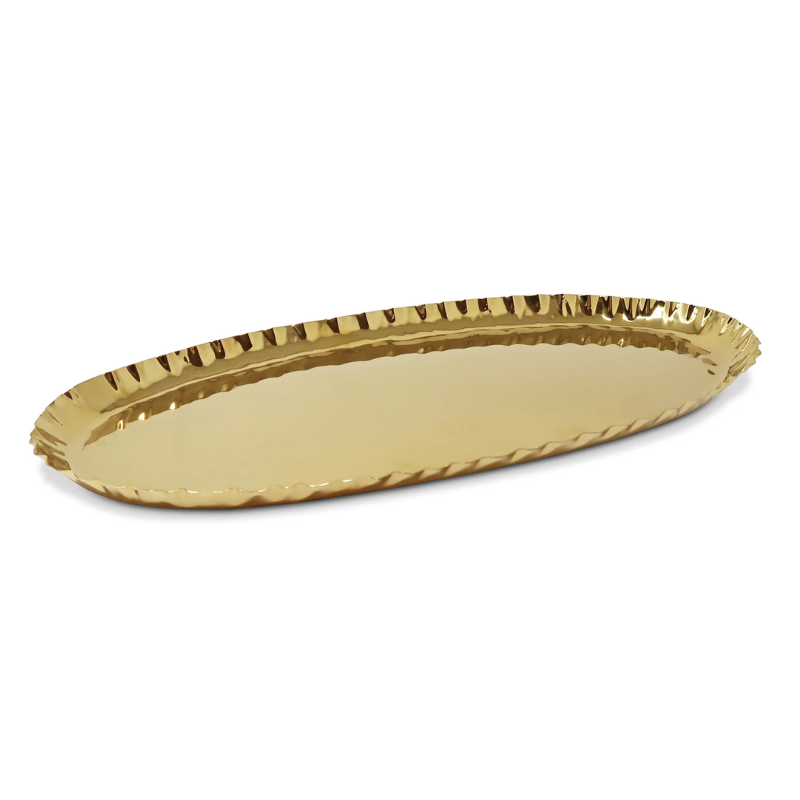 Gold Crushed Stainless Oblong Tray
