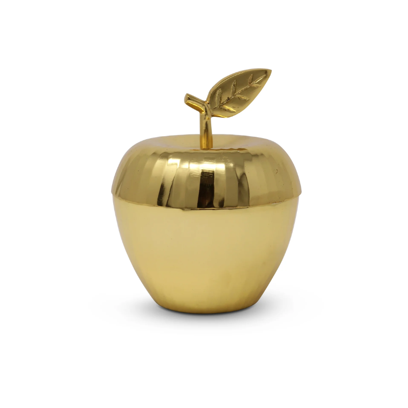 Gold Textured Apple Dish with Spoon