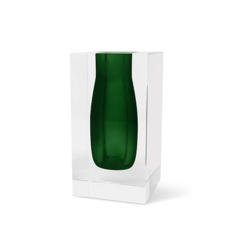 Double Wall Crystal Green Vase