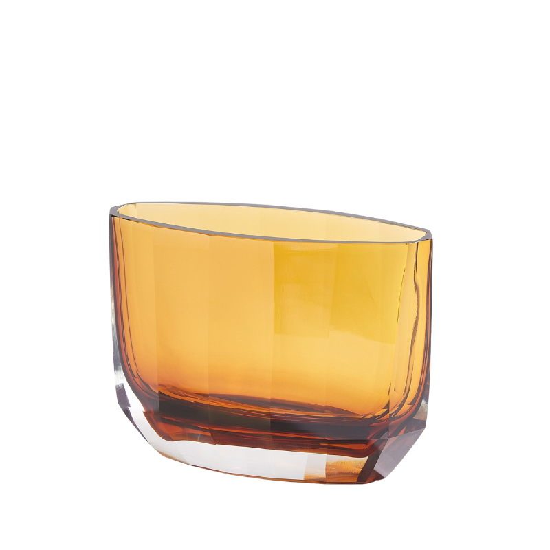 Wide Amber Jewel Vase