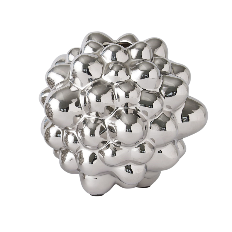 Large Bright Silver Bubble Vase