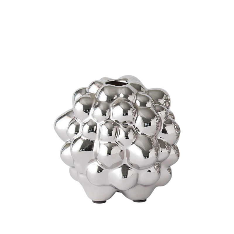 Small Bright Silver Bubble Vase