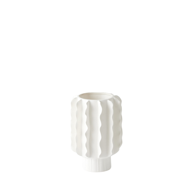 Matte White Frilled Vase