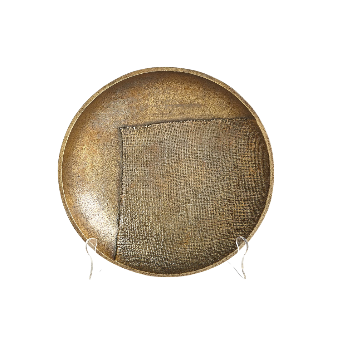 Round Tray Brass Linen Small