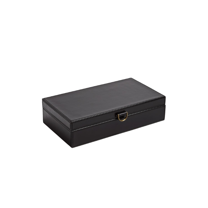 Medium Black Marbled Leather Box