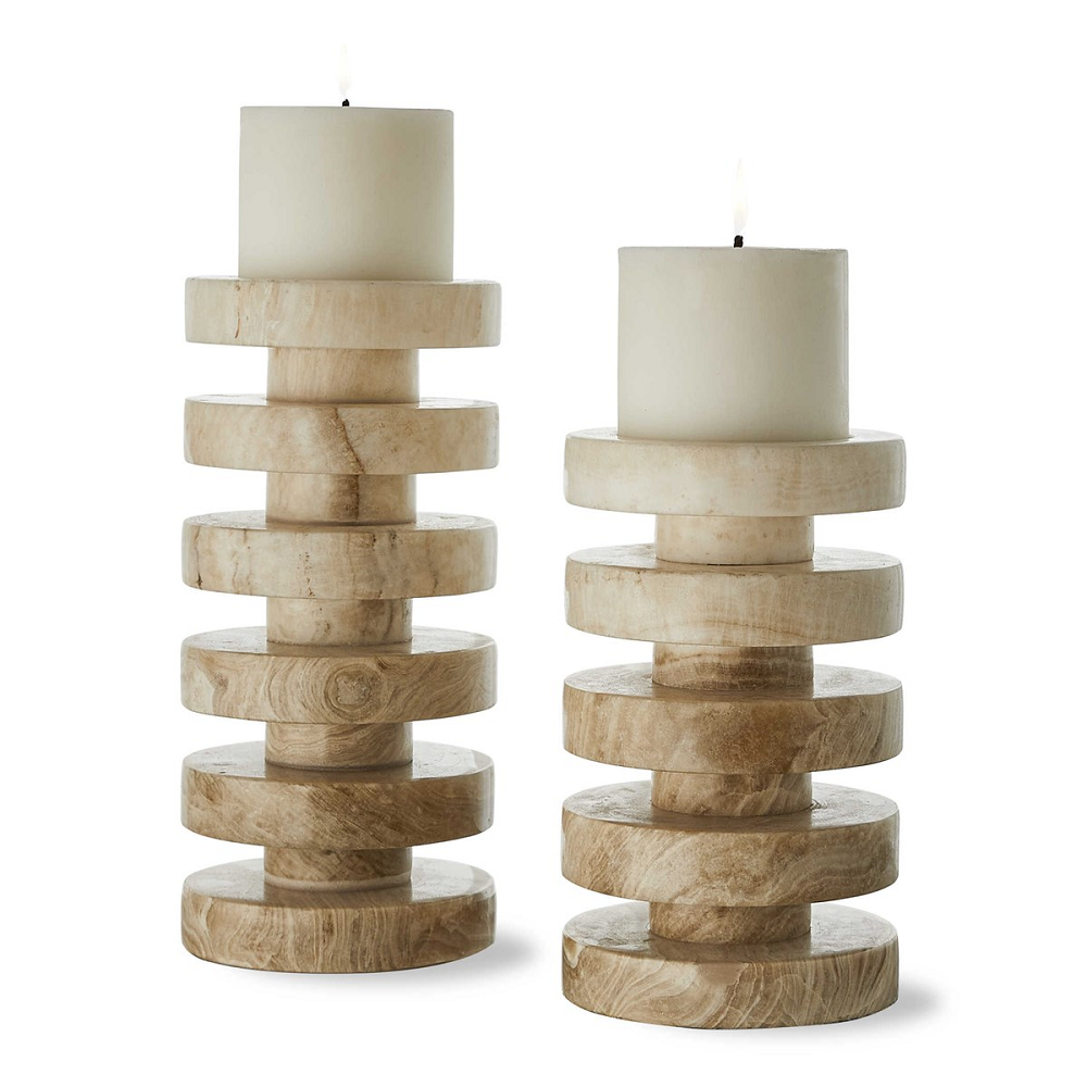 Set of 2 Emery Pillar Candle Holders