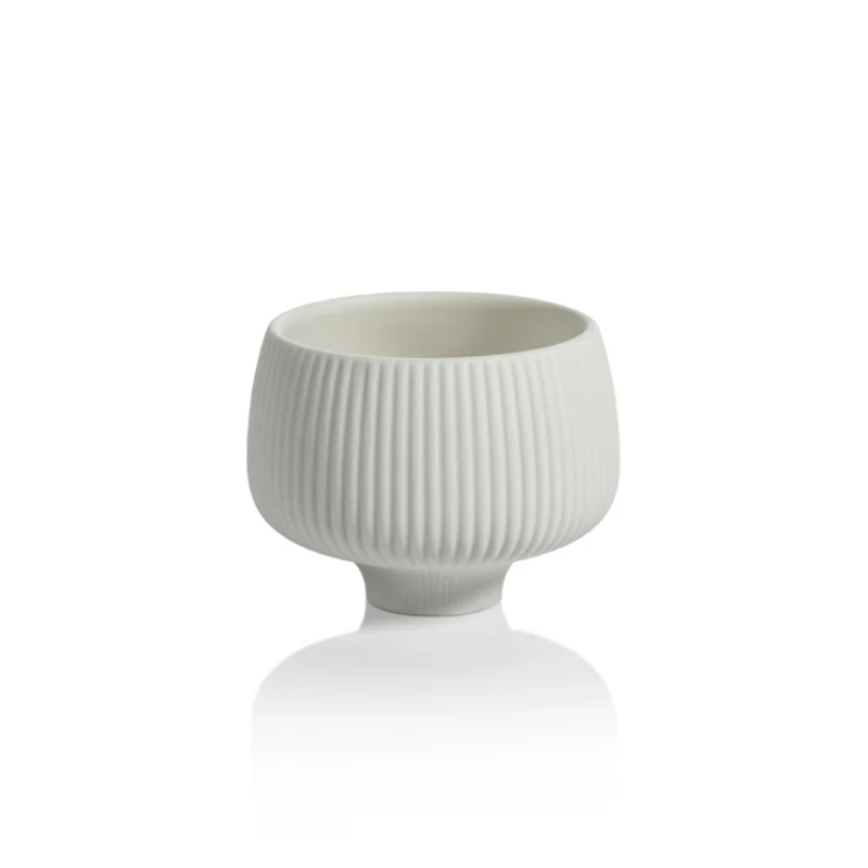 Matte White Ribbed Condiment Bowl