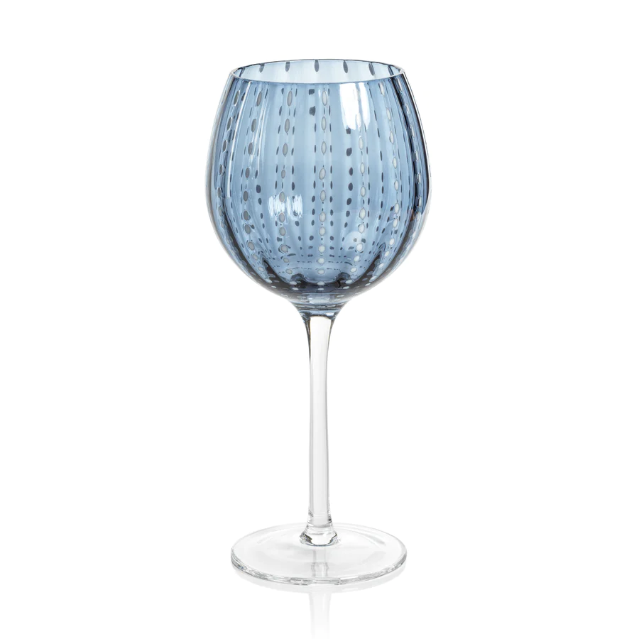 Blue Dot Wine Glass