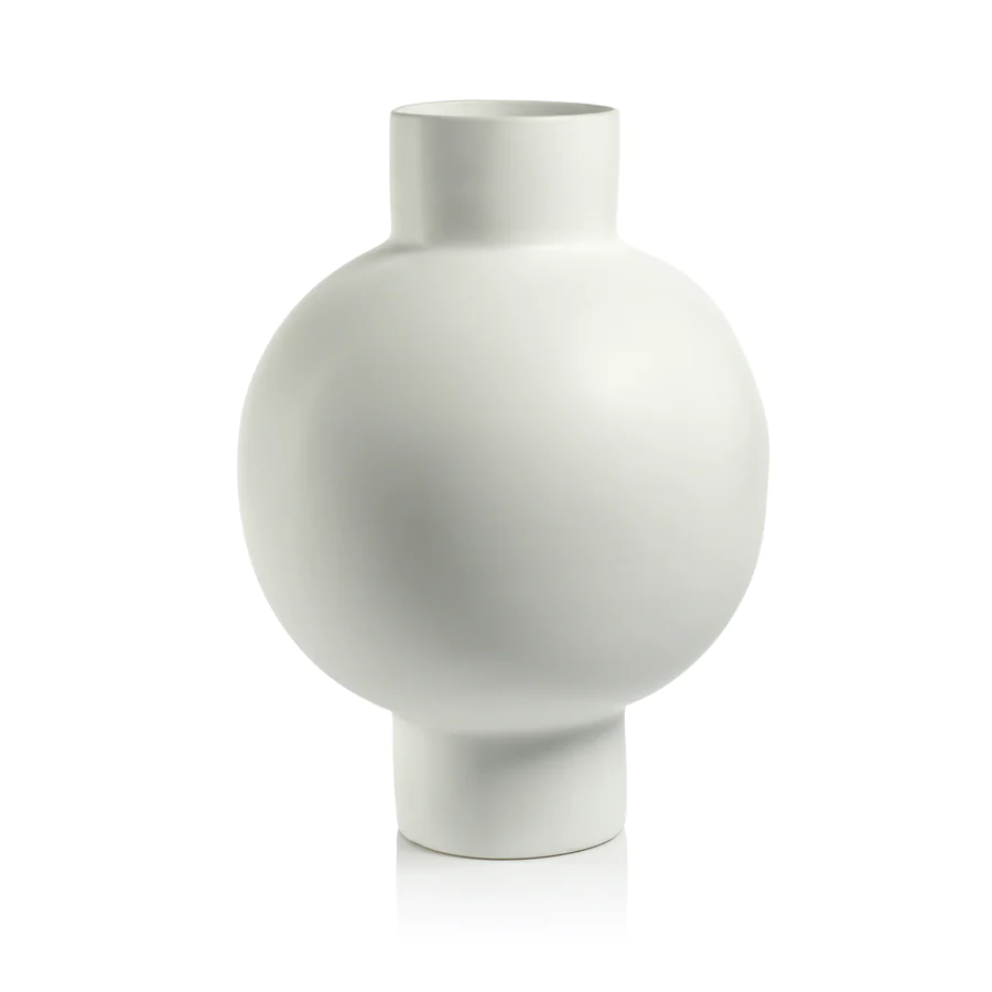 Short White Stoneware Vase