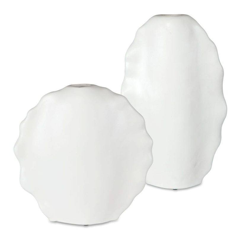 Round White Ripple Vase