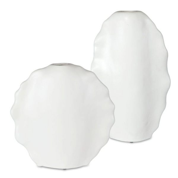 Round White Ripple Vase - Boutique Marie Dumas