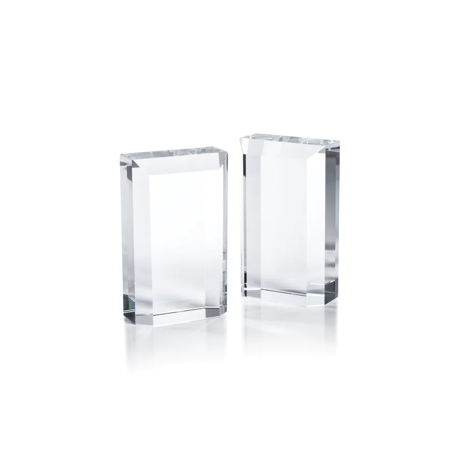 Set of 2 Clear Crystal Bookends