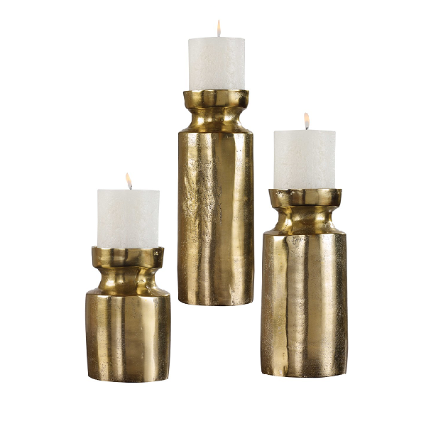 Anna Brass Candle Holders - Set of 3
