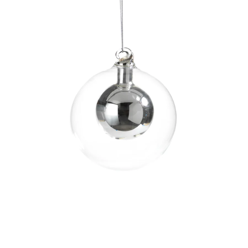 Small Double Glass Silver Ball Ornament