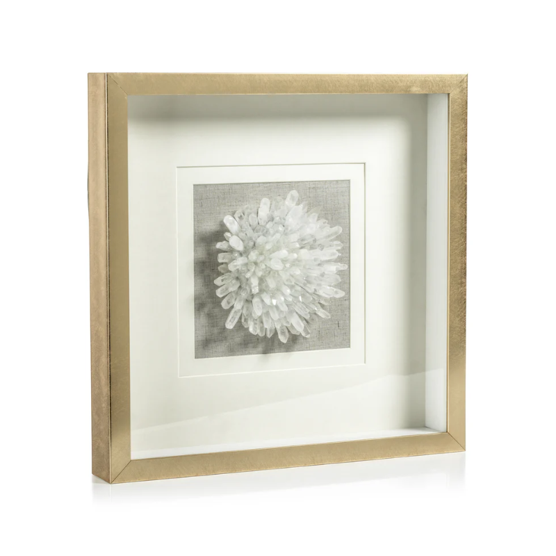 Gold Framed Crystal Flower Wall Art