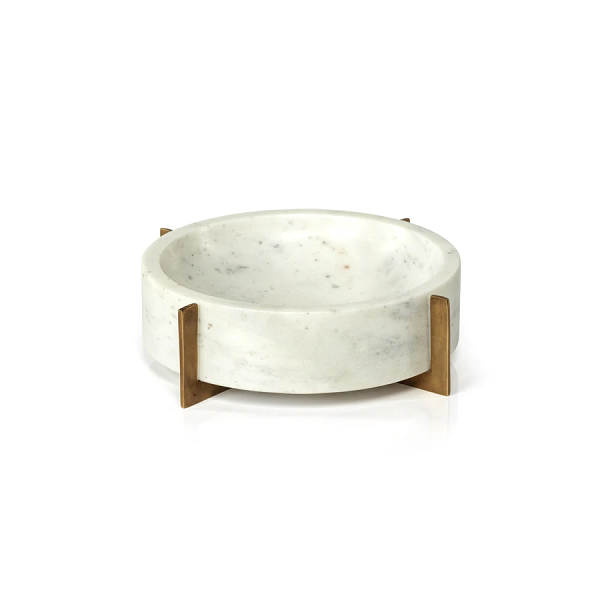 Nero Marble Bowl with Metal Base