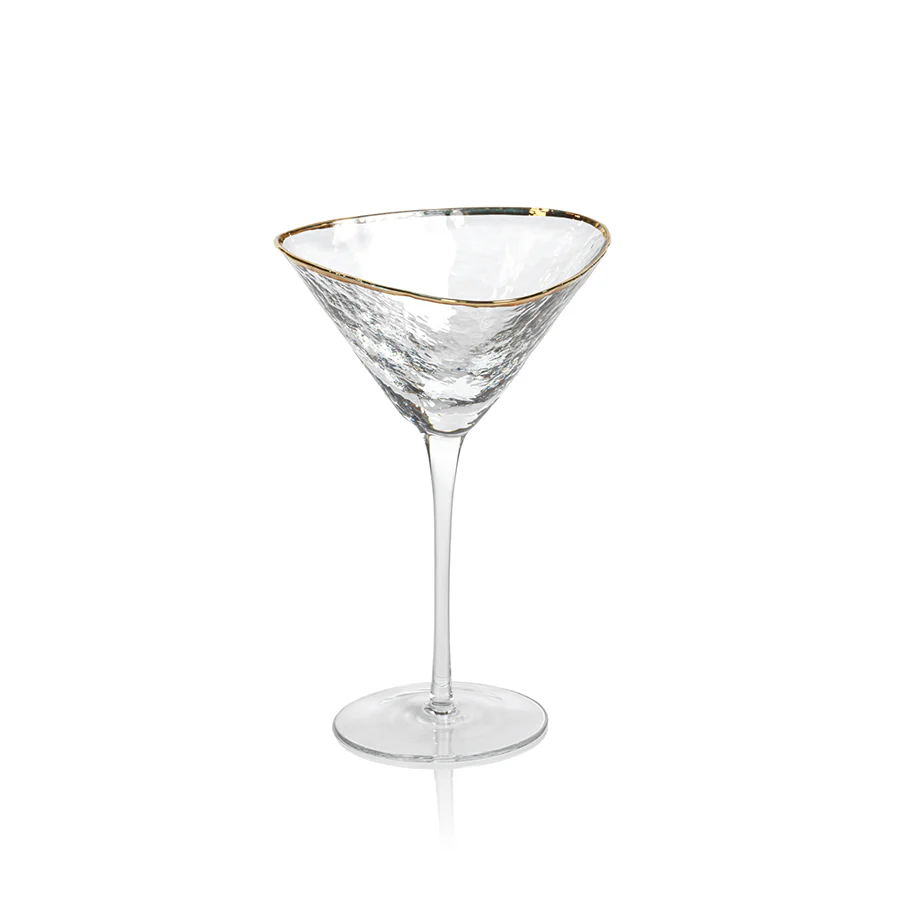 Triangular Martini Glass with Gold Rim